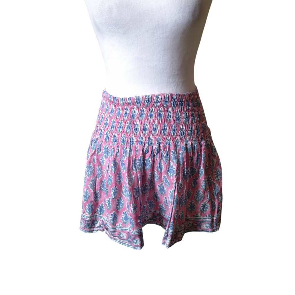 Sur La Vague SLV Women's Size 8 Elastic Waist Pull On Pink Floral Mini Skirt